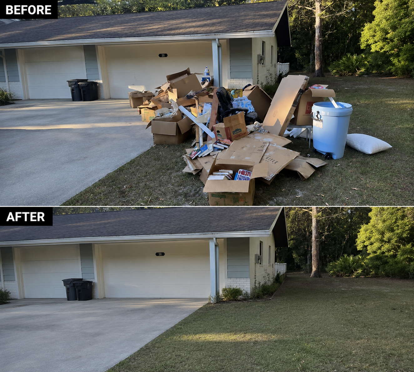Before and after cleanout 2